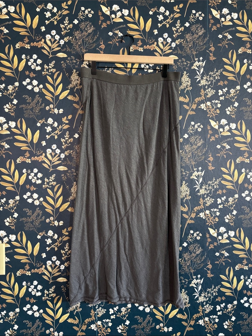 Eileen Fisher Hemp Organic Cotton Gray Charcoal Maxi Skirt Size M